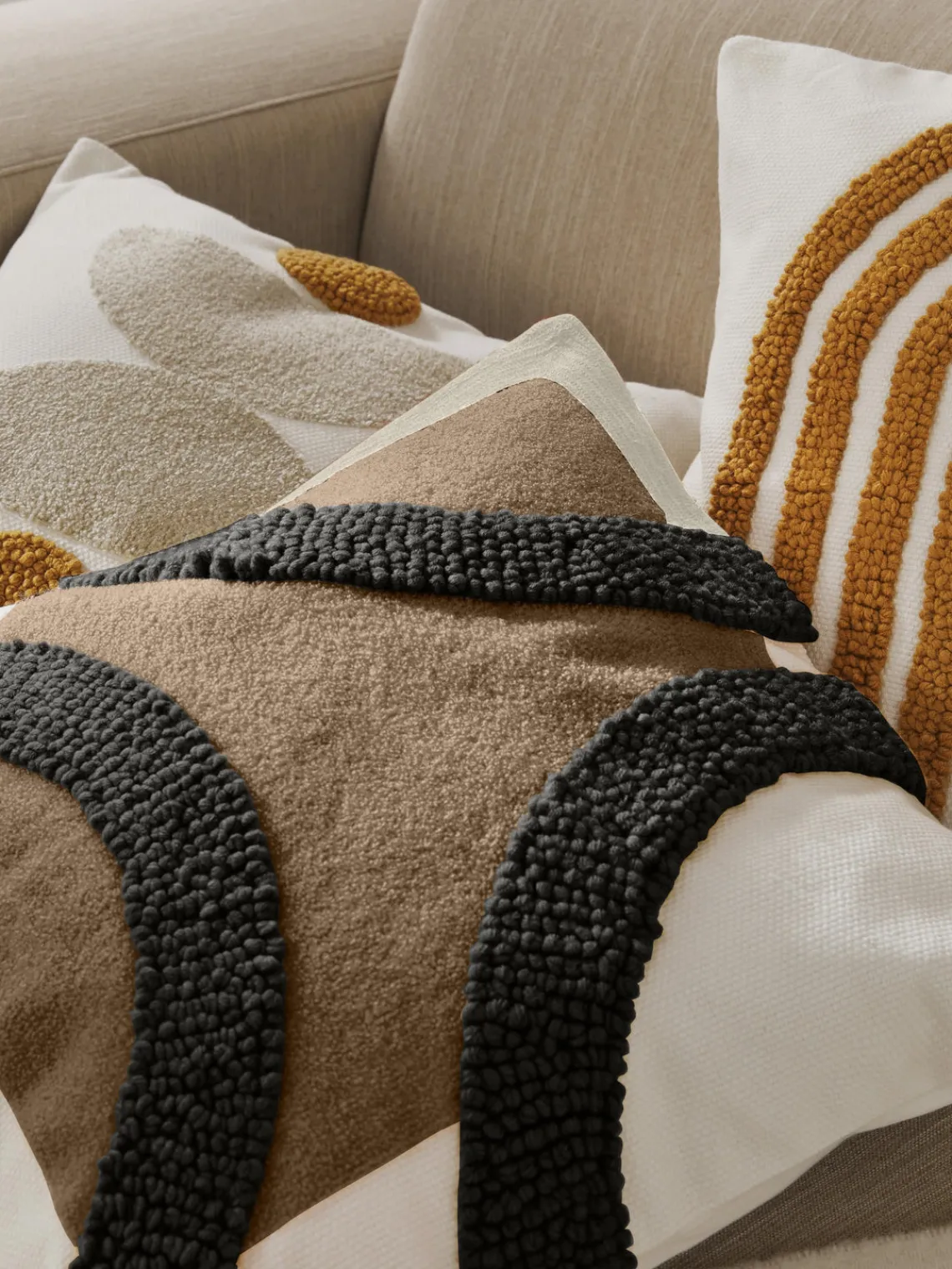 Funda de cojín bordada de algodón texturizada Reza Mantas|Cojines Decorativos