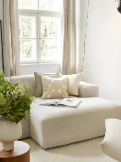 Mantas|Cojines Decorativos>Westwing Collection Funda de cojín bordada de algodón Bardia Beige, blanco Off White