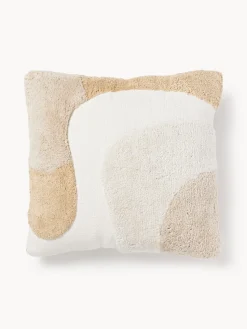 Cojines Decorativos|Mantas>Westwing Collection Funda de cojín capitoné con mechones decorativos Malu Tonos beige, blanco crema