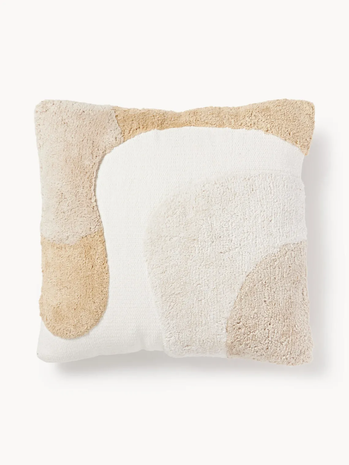 Cojines Decorativos|Mantas>Westwing Collection Funda de cojín capitoné con mechones decorativos Malu Tonos beige, blanco crema