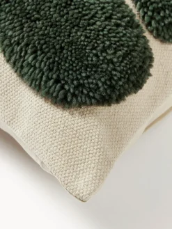 Cojines Decorativos|Mantas></noscript>Westwing Collection Funda de cojín con estampado abstracto Flick Verde oscuro, blanco crema