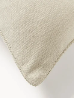 Cojines Decorativos|Mantas></noscript>Westwing Collection Funda de cojín con estampado abstracto Flick Verde oscuro, blanco crema