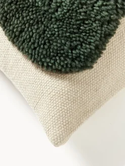 Cojines Decorativos|Mantas></noscript>Westwing Collection Funda de cojín con estampado abstracto Flick Verde oscuro, blanco crema