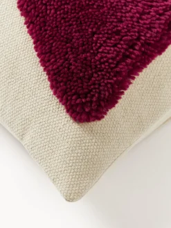 Cojines Decorativos|Mantas></noscript>Westwing Collection Funda de cojín con estampado abstracto Flick Rojo vino, blanco crema