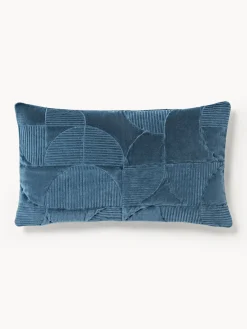 Cojines Decorativos|Mantas>Westwing Collection Funda de cojín con estampado geométrico Verina Azul oscuro