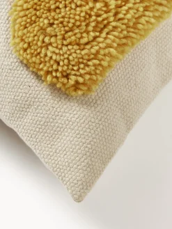 Cojines Decorativos|Mantas></noscript>Westwing Collection Funda de cojín con estampado abstracto Flick Amarillo mostaza, blanco crema