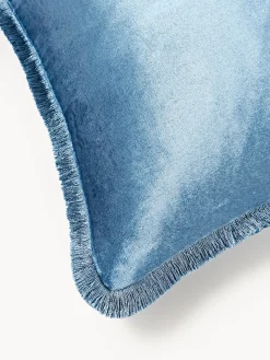 Cojines Decorativos|Mantas></noscript>Westwing Collection Funda de cojín con flecos Nikita Azul claro