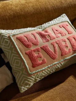 Online Funda de cojín con inscripción Whatever Mantas|Cojines Decorativos