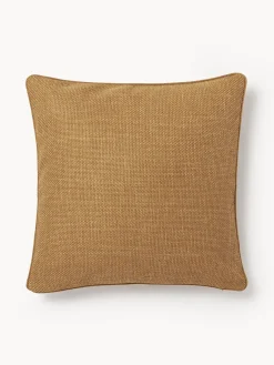 Mantas|Cojines Decorativos>Westwing Collection Funda de cojín con ribete Aya Amarillo mostaza