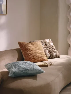 Mantas|Cojines Decorativos>Westwing Collection Funda de cojín con tejido capitoné Jiri Marrón oscuro, blanco Off White, marrón claro