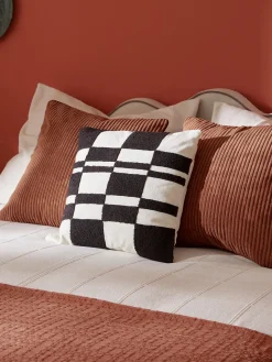 Cojines Decorativos|Mantas>Westwing Collection Funda de cojín con tejido a cuadros Scout Off White, negro