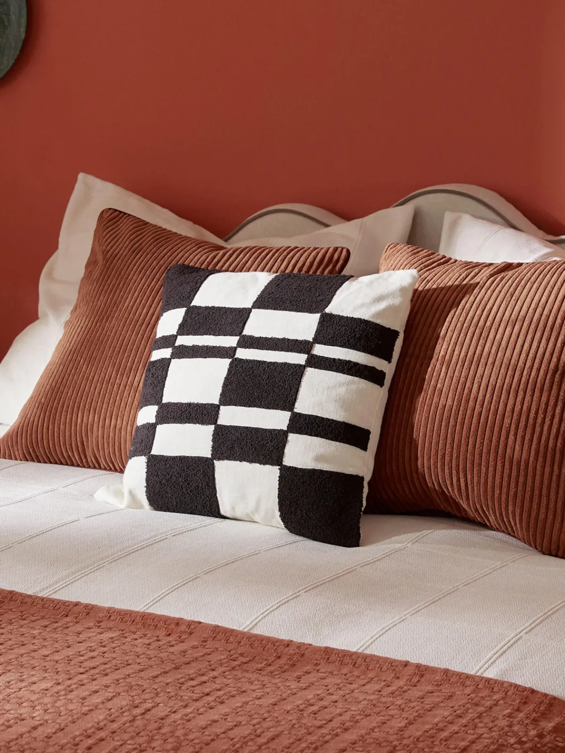 Cojines Decorativos|Mantas>Westwing Collection Funda de cojín con tejido a cuadros Scout Off White, negro