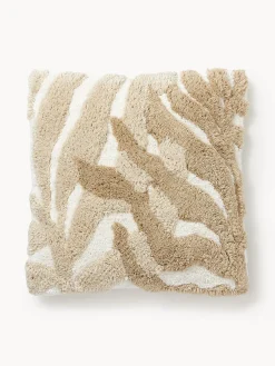 Mantas|Cojines Decorativos>Westwing Collection Funda de cojín de algodón con tejido capitoné Sela Tonos beige, blanco crema