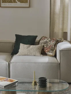 Cojines Decorativos|Cojines Decorativos>Westwing Collection Funda de cojín de algodón con plisado Artemis Beige