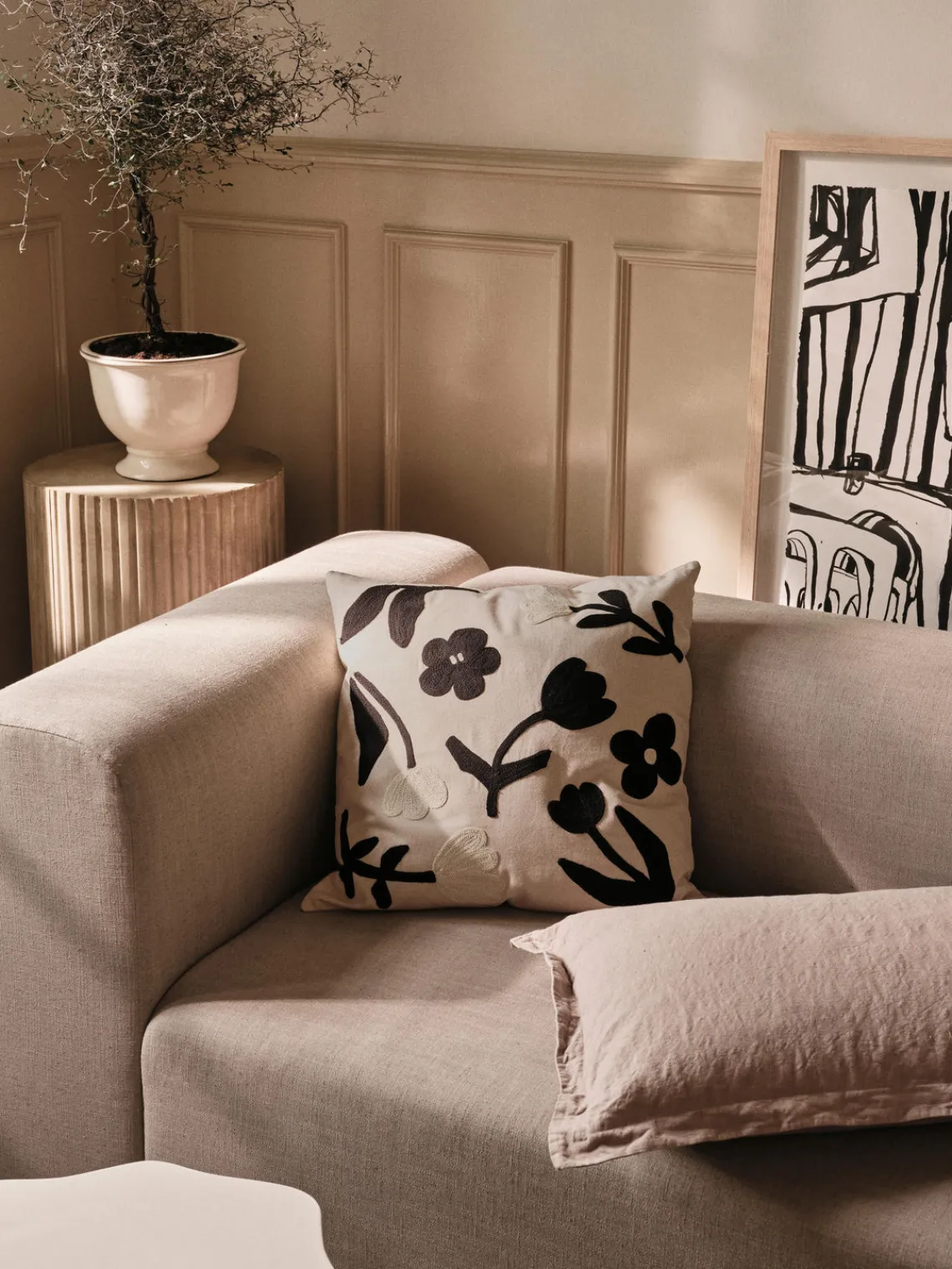 New Funda de cojín de algodón con motivo floral Rosita Cojines Decorativos|Mantas