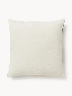 Cojines Decorativos|Cojines Decorativos>Westwing Collection Funda de cojín de algodón Ponty Amarillo mostaza, blanco Off White, beige claro, gris oscuro