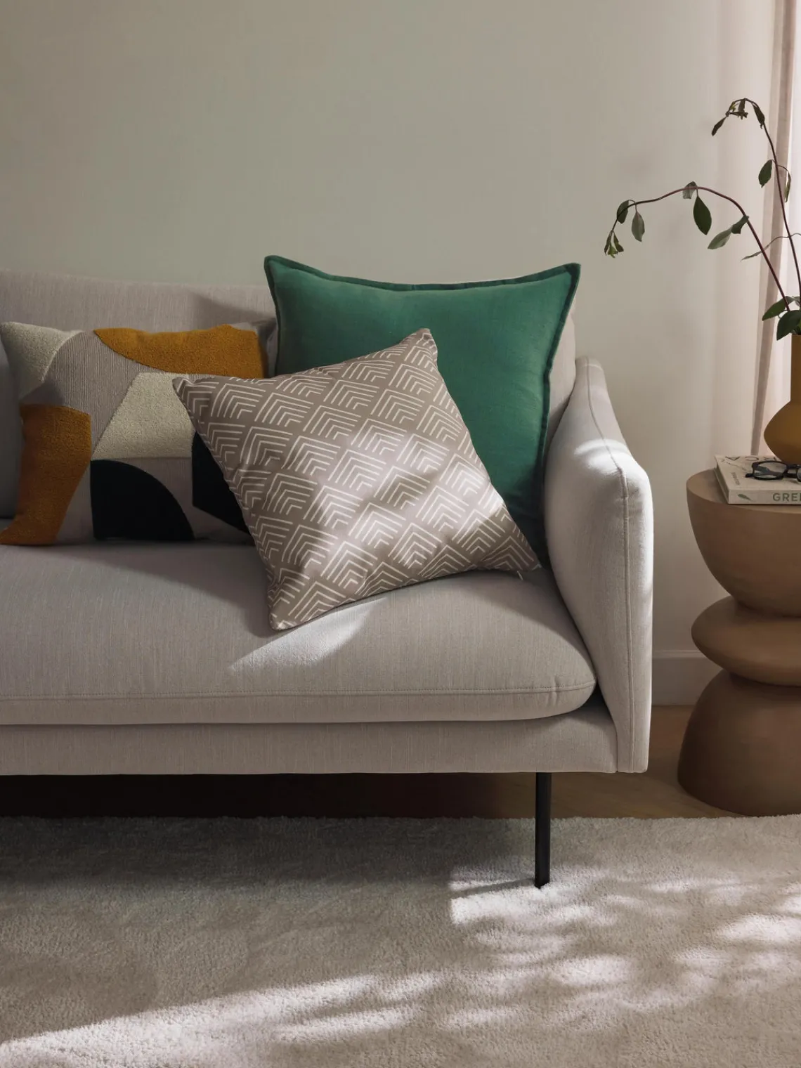 Mantas|Cojines Decorativos>Westwing Collection Funda de cojín de algodón Vicky Verde oscuro