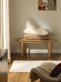 Mantas|Cojines Decorativos>Westwing Collection Funda de cojín de borreguillo Dotty Blanco crema