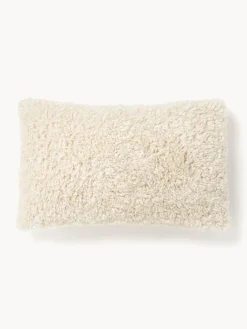 Mantas|Cojines Decorativos>Westwing Collection Funda de cojín de borreguillo Dotty Blanco crema