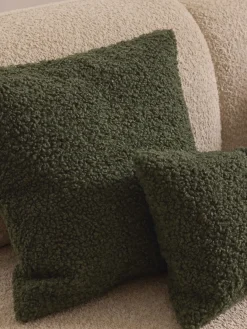 Mantas|Cojines Decorativos></noscript>Westwing Collection Funda de cojín de borreguillo Dotty Verde oscuro