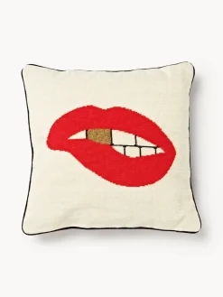 Clearance Funda de cojín de lana Lips Bitten Cojines Decorativos|Mantas