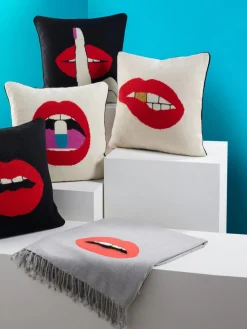 Clearance Funda de cojín de lana Lips Bitten Cojines Decorativos|Mantas