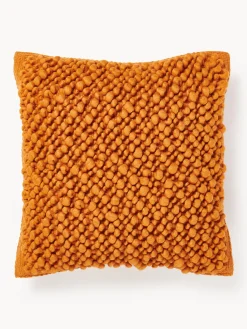 Cojines Decorativos|Mantas>Westwing Collection Funda de cojín de lana Loca Naranja, blanco crema