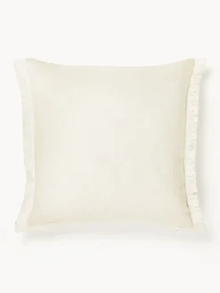 Hot Funda de cojín de lino con flecos Luana Mantas|Cojines Decorativos