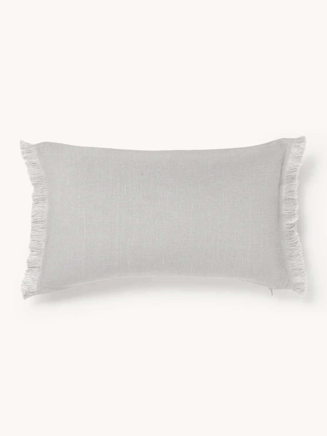 Cojines Decorativos|Cojines Decorativos>Westwing Collection Funda de cojín de lino con flecos Luana Gris claro