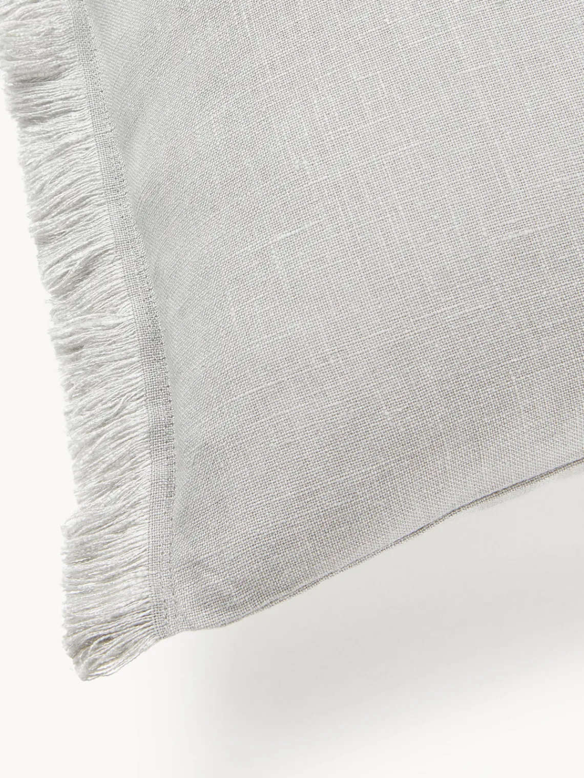 Cojines Decorativos|Cojines Decorativos>Westwing Collection Funda de cojín de lino con flecos Luana Gris claro