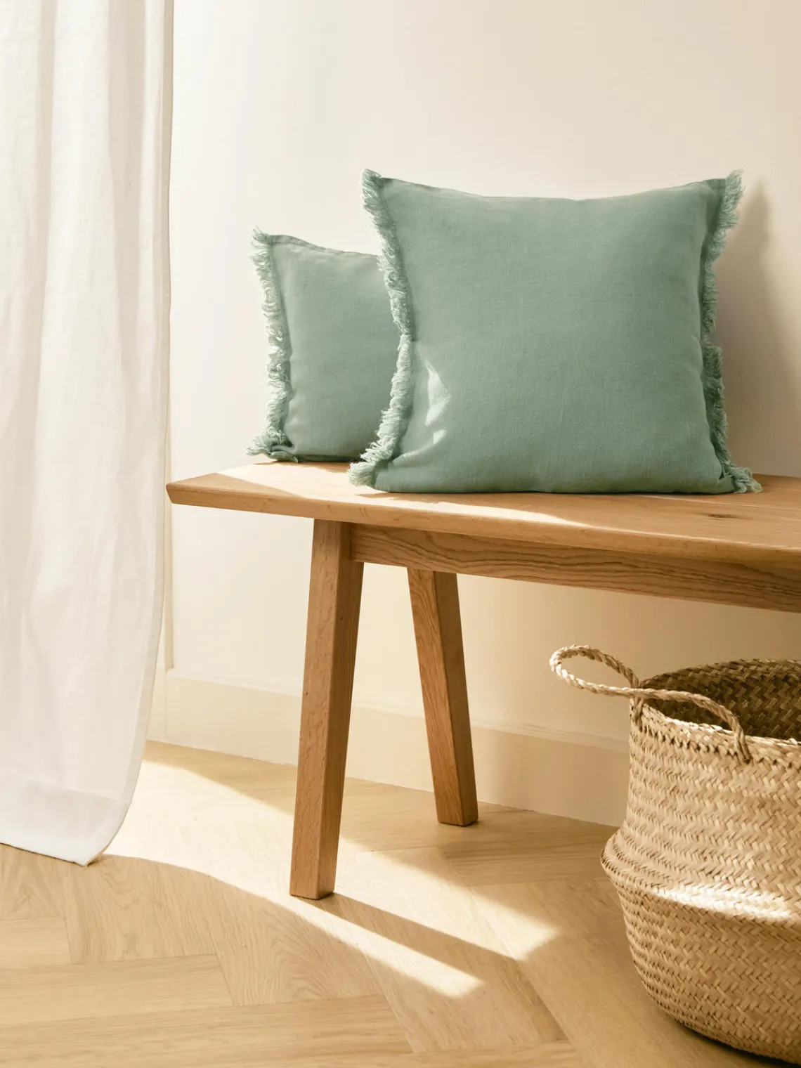 Outlet Funda de cojín de lino con flecos Luana Mantas|Cojines Decorativos