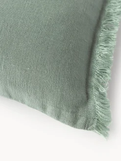 Outlet Funda de cojín de lino con flecos Luana Mantas|Cojines Decorativos