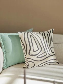 Outlet Funda de cojín de lino con flecos Luana Mantas|Cojines Decorativos