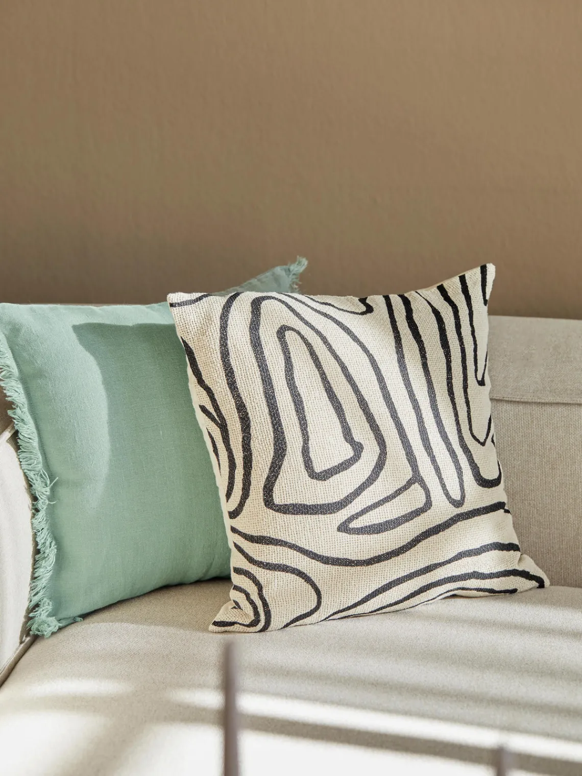 Outlet Funda de cojín de lino con flecos Luana Mantas|Cojines Decorativos