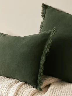 Best Funda de cojín de lino con flecos Luana Mantas|Cojines Decorativos