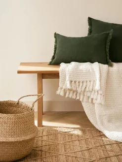 Best Funda de cojín de lino con flecos Luana Mantas|Cojines Decorativos