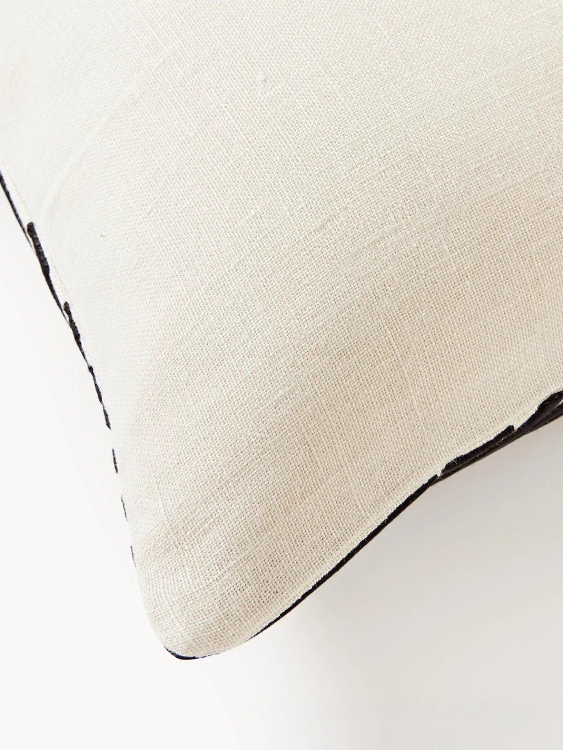 Mantas|Cojines Decorativos>Westwing Collection Funda de cojín de lino con estampado gráfico Lexi Negro, blanco Off White