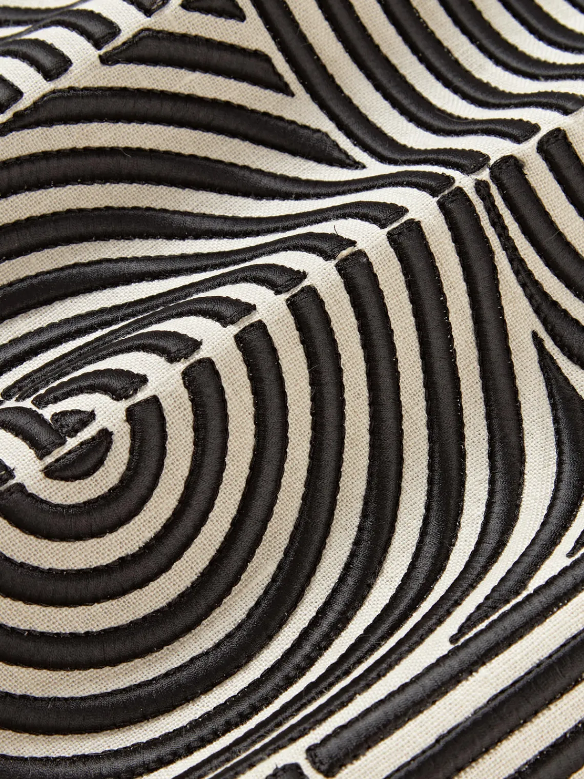 Mantas|Cojines Decorativos>Westwing Collection Funda de cojín de lino con estampado gráfico Lexi Negro, blanco Off White