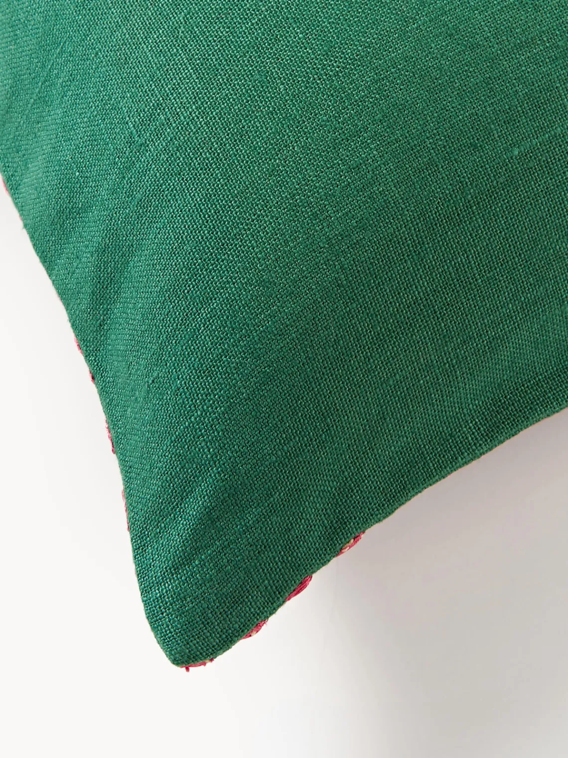 Cojines Decorativos|Mantas>Westwing Collection Funda de cojín de lino con estampado gráfico Lexi Verde, rosa