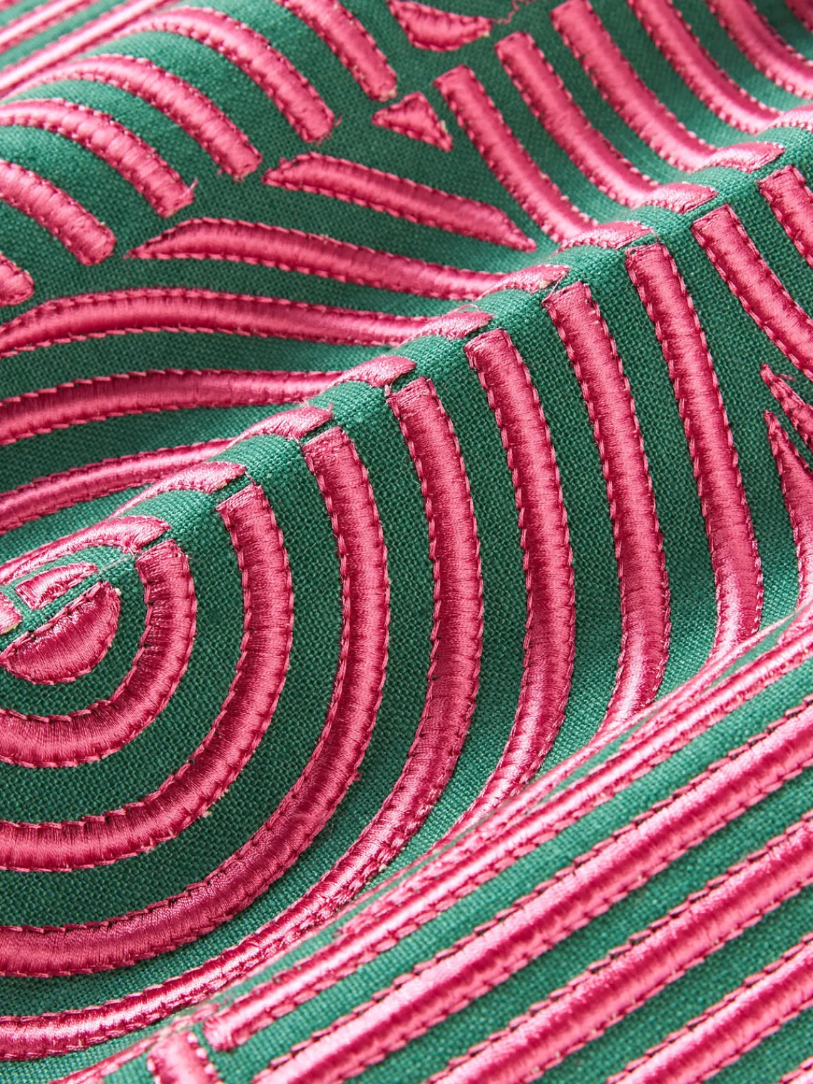 Cojines Decorativos|Mantas>Westwing Collection Funda de cojín de lino con estampado gráfico Lexi Verde, rosa