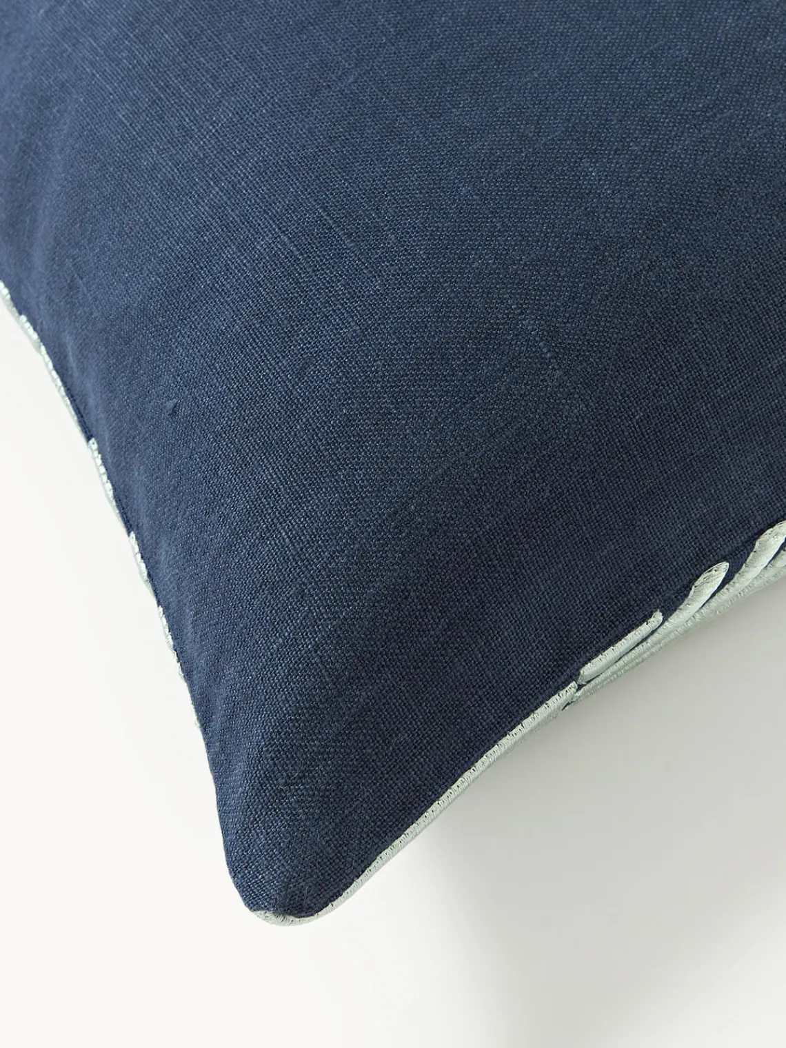 Cojines Decorativos|Mantas>Westwing Collection Funda de cojín de lino con estampado gráfico Lexi Azul oscuro, azul claro