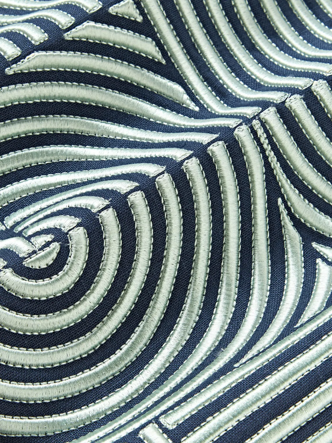 Cojines Decorativos|Mantas>Westwing Collection Funda de cojín de lino con estampado gráfico Lexi Azul oscuro, azul claro