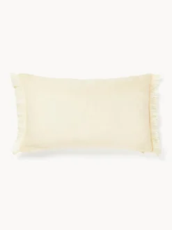 Online Funda de cojín de lino con flecos Luana Cojines Decorativos|Mantas