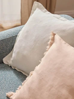 Clearance Funda de cojín de lino con dobladillo elevado Taryn Mantas|Cojines Decorativos