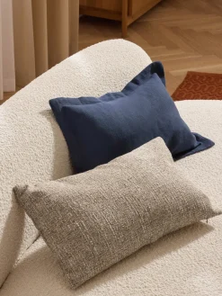 Cojines Decorativos|Mantas></noscript>Westwing Collection Funda de cojín de lino con dobladillo elevado Taryn Azul oscuro