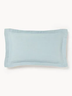 Cojines Decorativos|Mantas>Westwing Collection Funda de cojín de lino con dobladillo elevado Taryn Azul claro