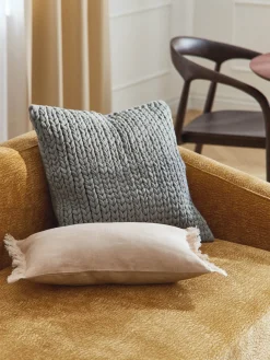 Funda de cojín de lino con flecos Luana Mantas|Cojines Decorativos