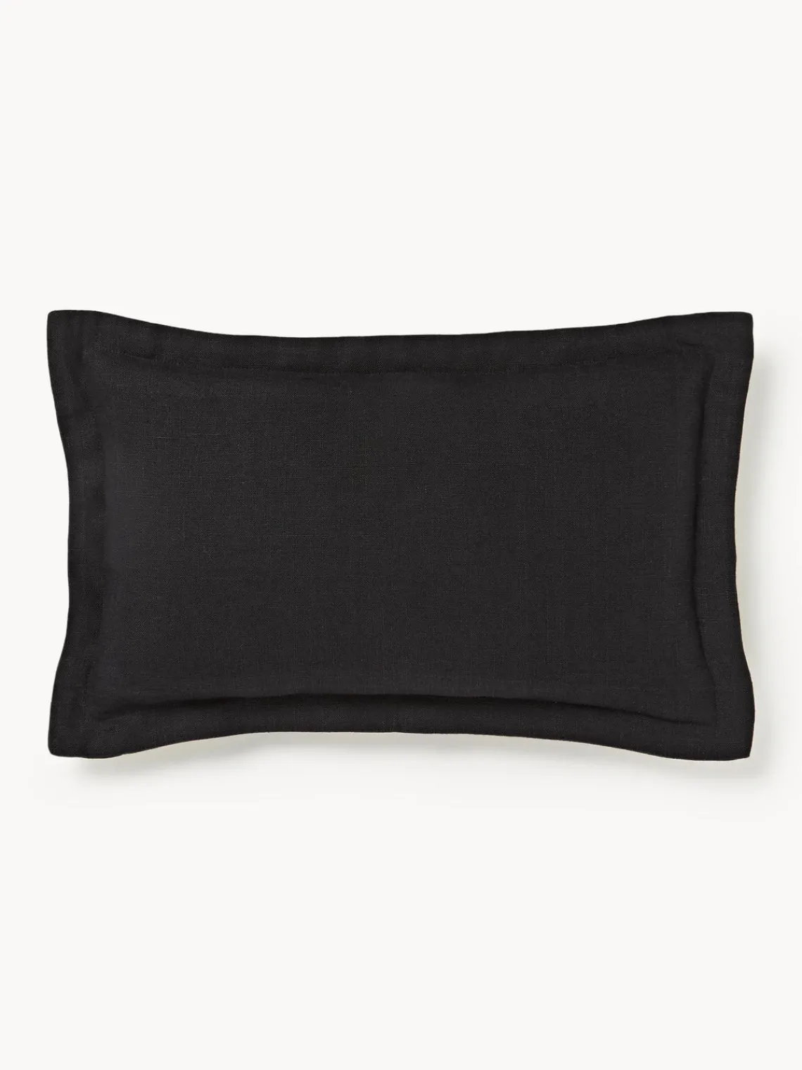 Cojines Decorativos|Mantas>Westwing Collection Funda de cojín de lino con dobladillo elevado Taryn Negro