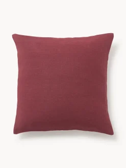 Cojines Decorativos|Mantas>Westwing Collection Funda de cojín de lino Odette Rojo vino, rosa claro