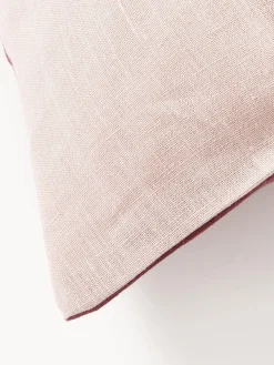 Cojines Decorativos|Mantas></noscript>Westwing Collection Funda de cojín de lino Odette Rojo vino, rosa claro